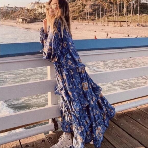 Spell Wild Blossom Blue Floral Maxi Dress XS Boho Cottagecore - Picture 1 of 9